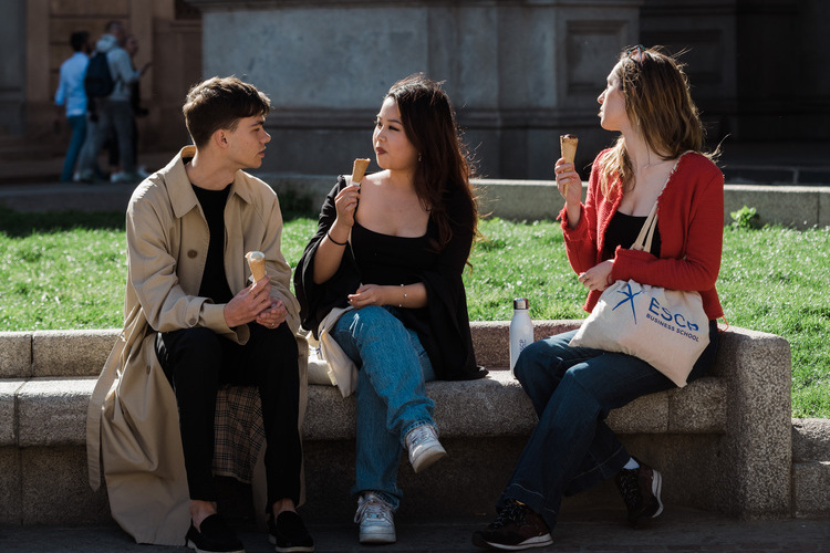 Three students in the Turin campus