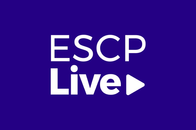 ESCP Live logo, blue background, event Thursday 1 December 2022, ESCP Business School